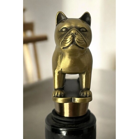 Adorable French Bulldog Frenchie Lover Gold Metal Wine Bottle Stopp... - Picture 3 of 8